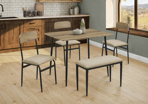 Olympia Rustic Oak & Black Metal Dining Set (Set of 5) | Ortholuxe Home