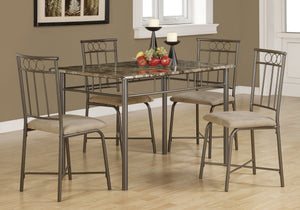 Olympia Espresso Marble & Bronze Metal Dining Set (Set of 5) | Ortholuxe Home