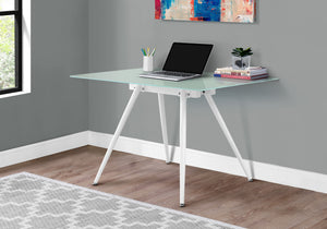 Parisa White & 8mm Tempered Glass Computer Desk | Ortholuxe Home