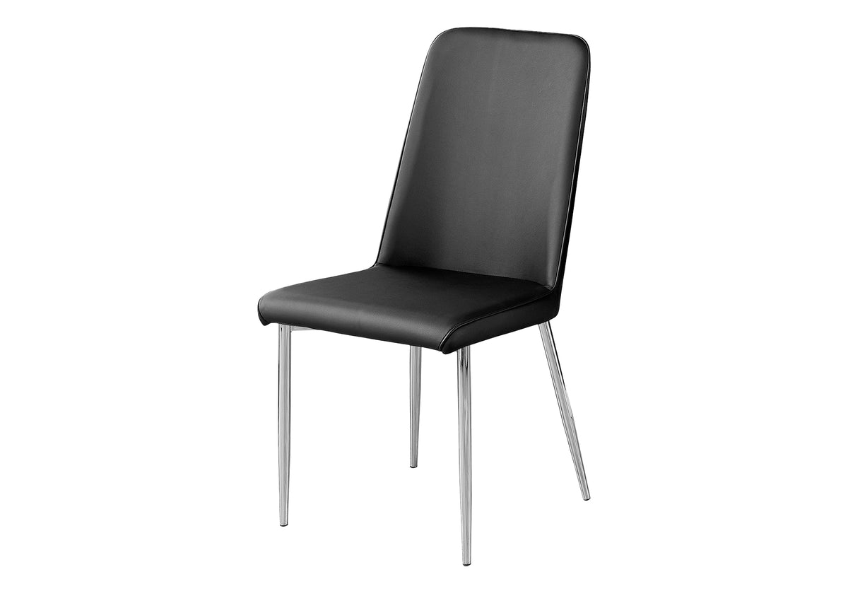 Parisa Black Leather-Look & Chrome Dining Chair (Set of 2) | Ortholuxe Home - Photo 2