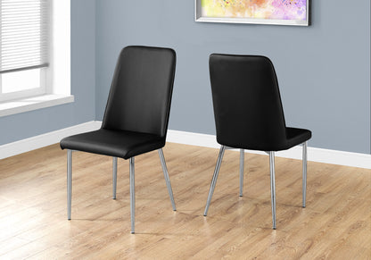 Parisa Black Leather-Look & Chrome Dining Chair (Set of 2) | Ortholuxe Home