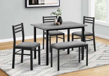 Parisa Grey & Black Metal Dining Set (Set of 5) | Ortholuxe Home