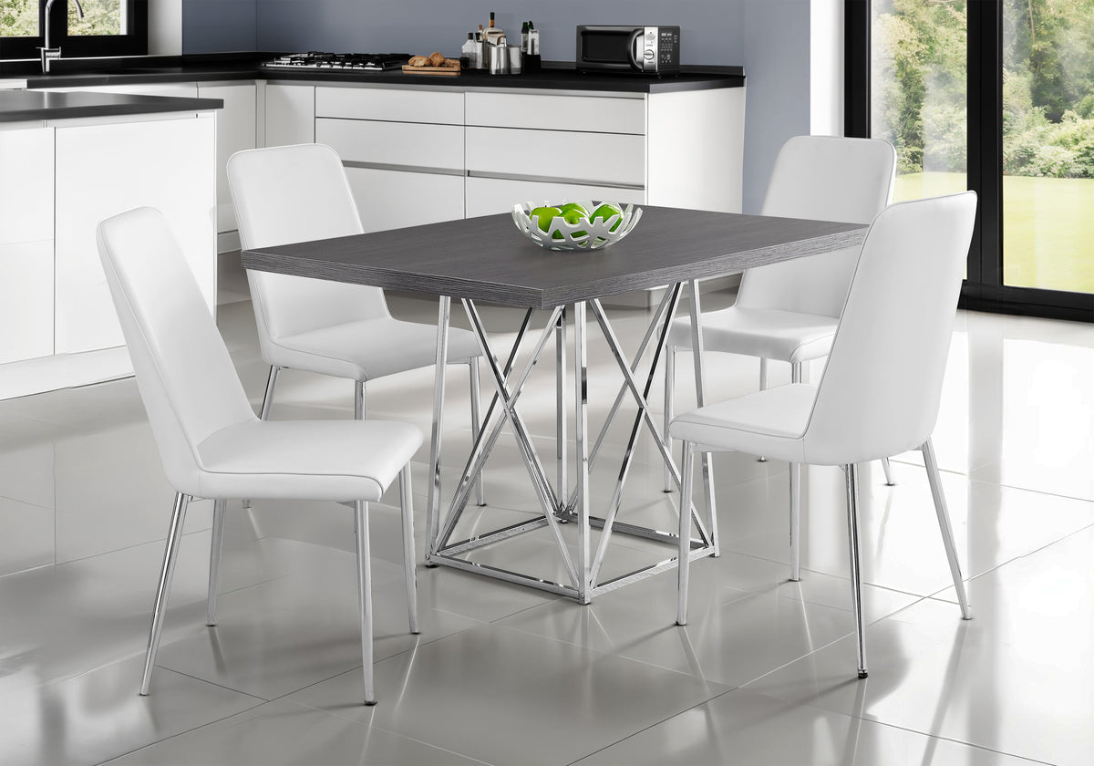 Regent Grey & Chrome Metal Dining Table | Ortholuxe Home