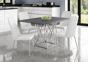 Regent Grey & Chrome Metal Dining Table | Ortholuxe Home