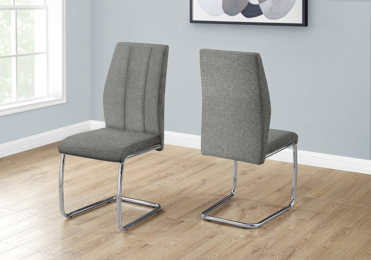 Sloane Grey Fabric & Chrome Dining Chair (Set of 2) | Ortholuxe Home