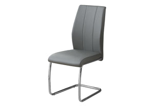 Tessa Grey Leather-Look & Chrome Dining Chair (Set of 2) | Ortholuxe Home - Photo 2