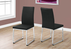 Vesper Black Leather-Look & Chrome Dining Chair (Set of 2) | Ortholuxe Home