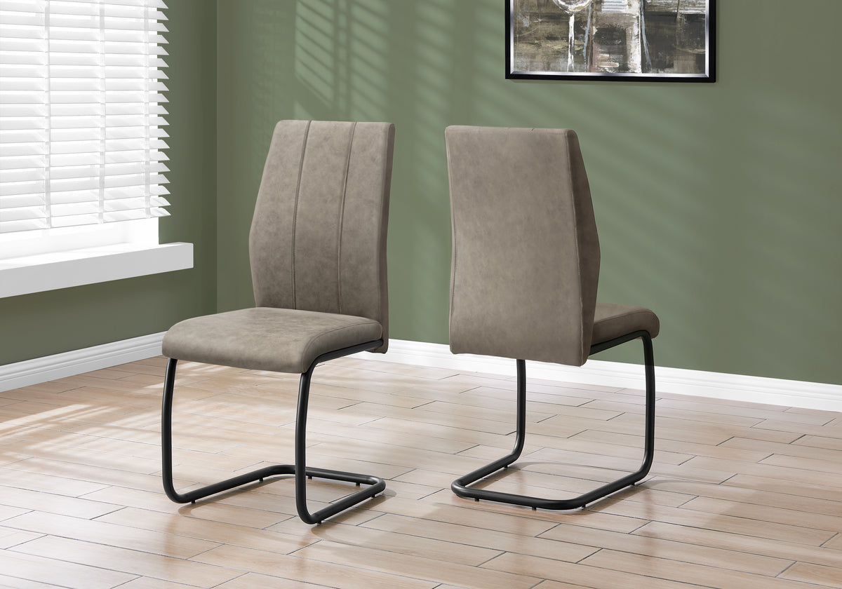Astor Taupe Fabric & Black Metal Dining Chair (Set of 2) | Ortholuxe Home