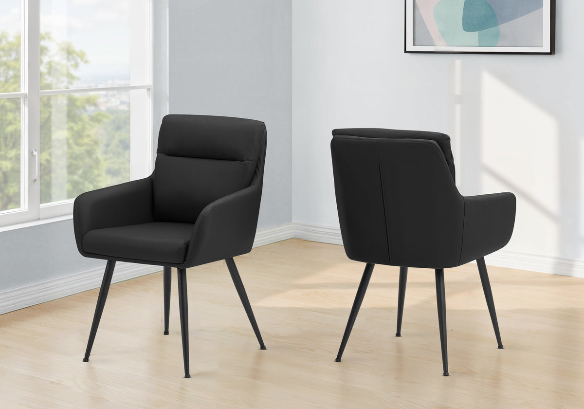 Astor Black Leather-Look Dining Chair (Set of 2) | Ortholuxe Home