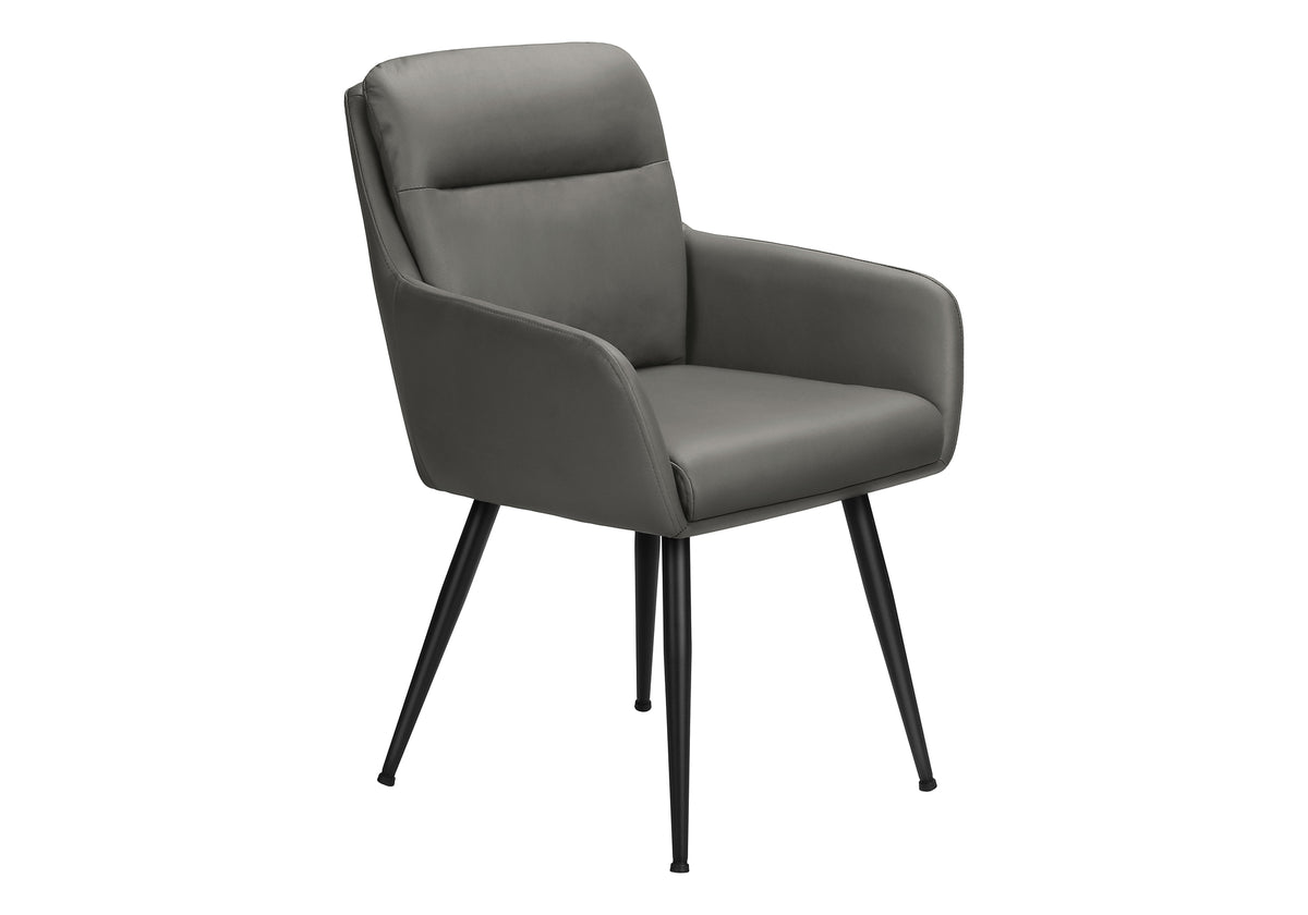 Astor Grey Leather-Look & Black Metal Dining Chair (Set of 2) | Ortholuxe Home - Photo 2