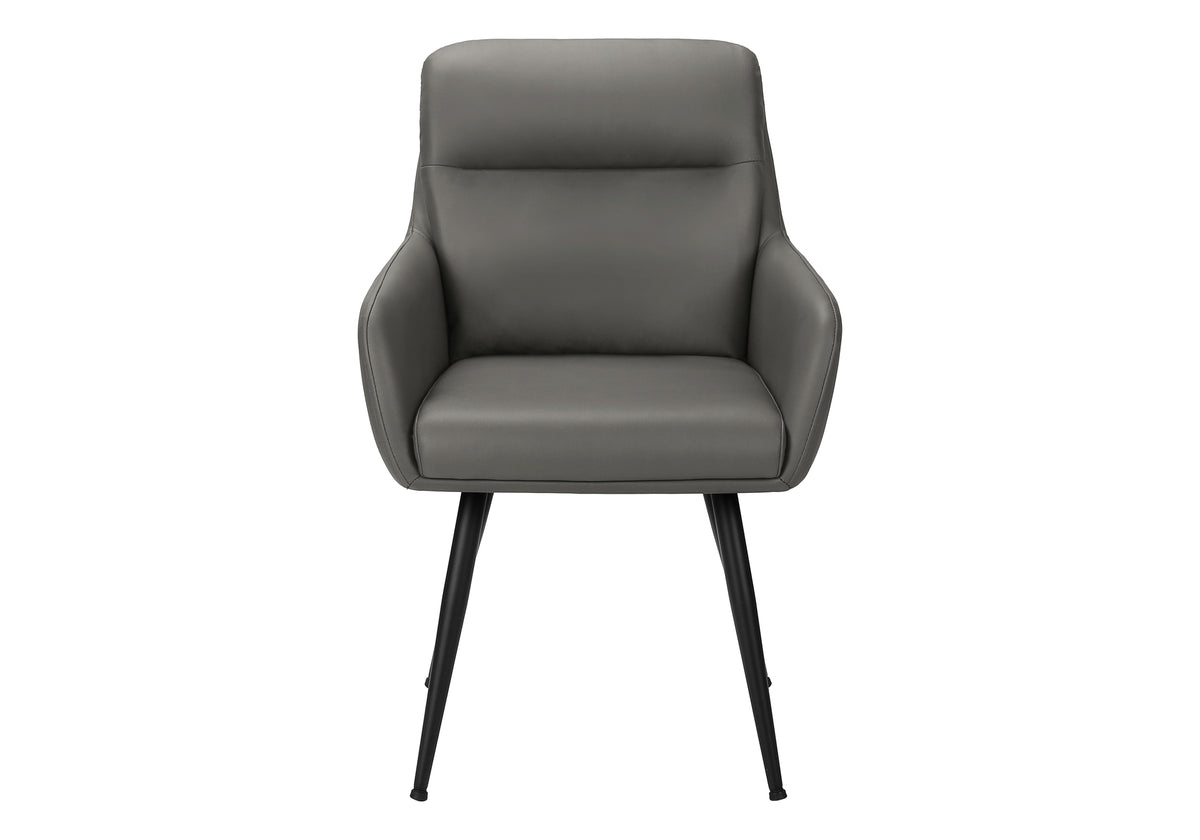 Astor Grey Leather-Look & Black Metal Dining Chair (Set of 2) | Ortholuxe Home - Photo 3