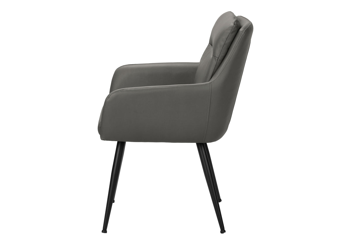 Astor Grey Leather-Look & Black Metal Dining Chair (Set of 2) | Ortholuxe Home - Photo 4