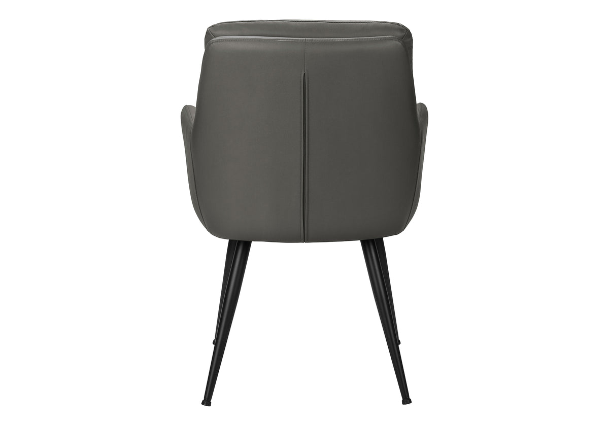 Astor Grey Leather-Look & Black Metal Dining Chair (Set of 2) | Ortholuxe Home - Photo 5