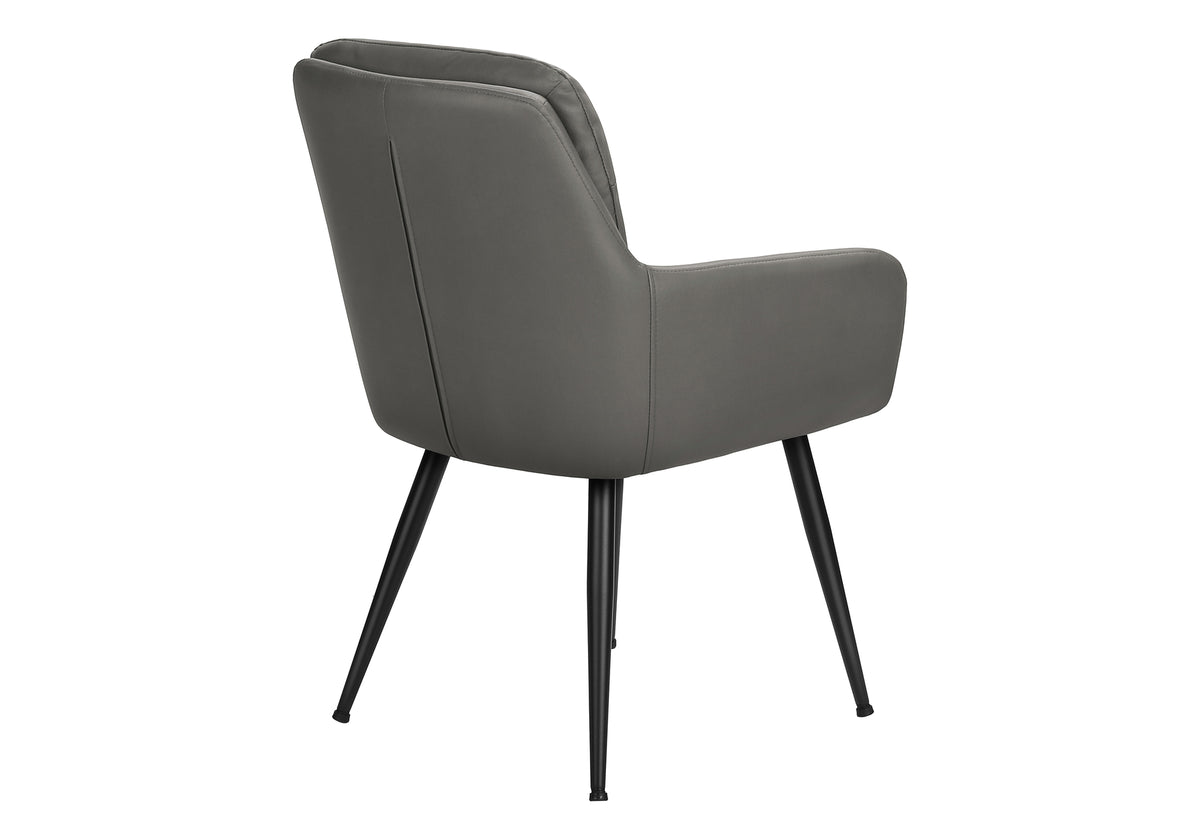 Astor Grey Leather-Look & Black Metal Dining Chair (Set of 2) | Ortholuxe Home - Photo 6