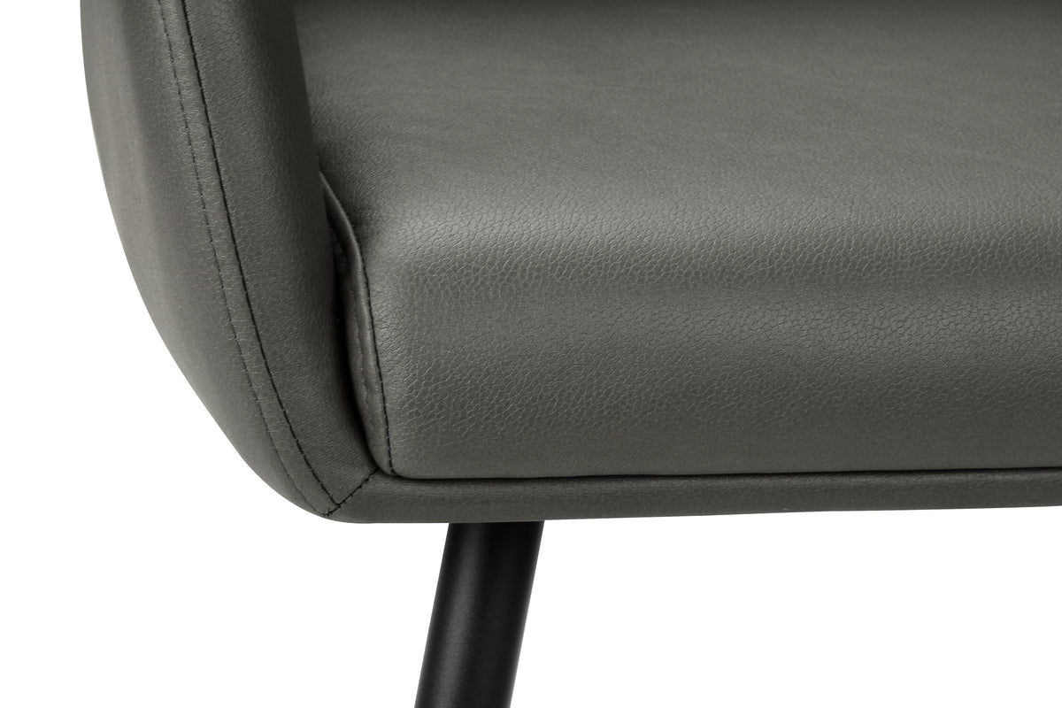 Astor Grey Leather-Look & Black Metal Dining Chair (Set of 2) | Ortholuxe Home - Photo 9