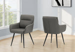 Astor Grey Leather-Look & Black Metal Dining Chair (Set of 2) | Ortholuxe Home