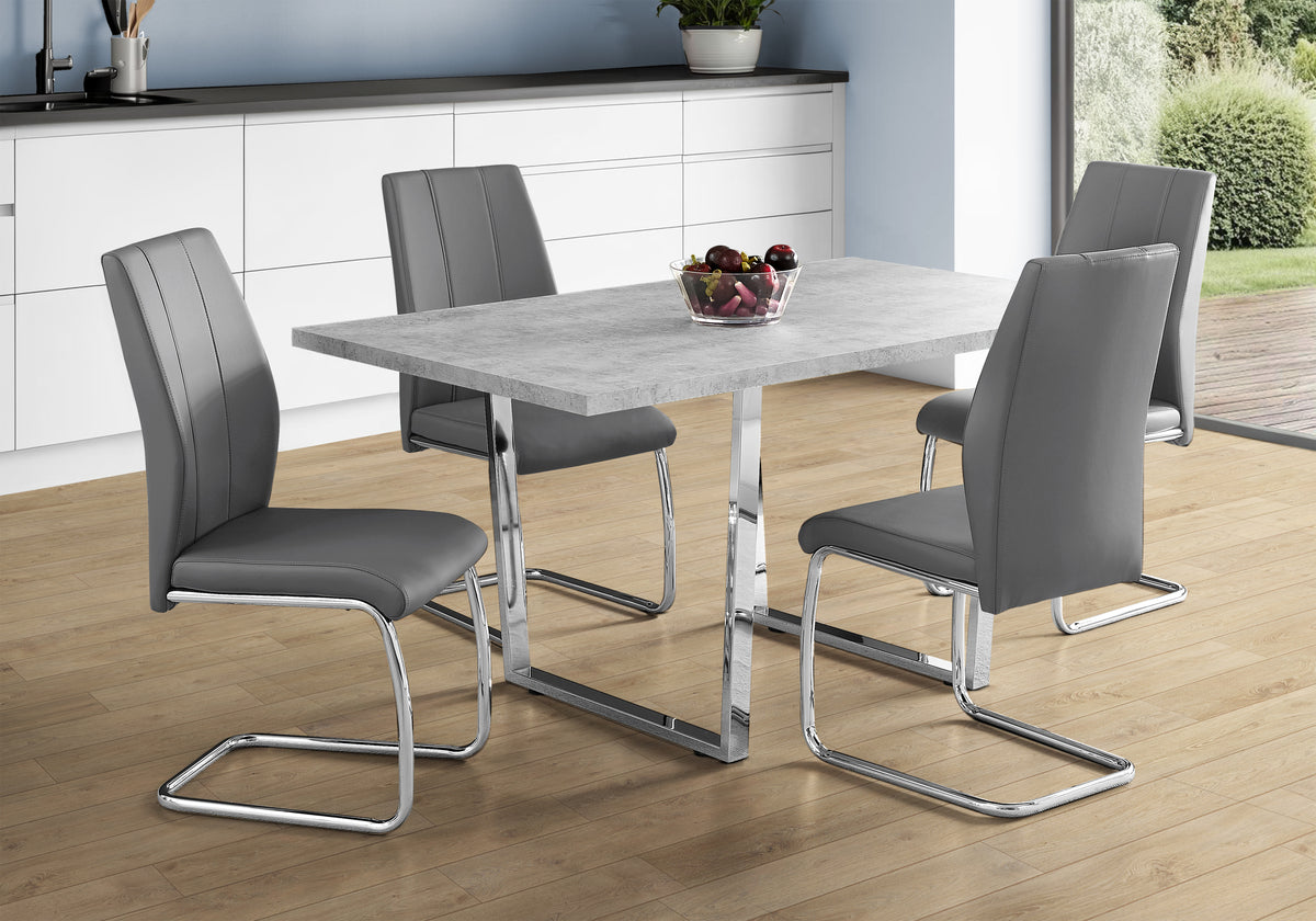 Astor Grey Cement & Chrome Metal Dining Table | Ortholuxe Home