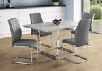 Astor Grey Cement & Chrome Metal Dining Table | Ortholuxe Home