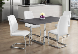 Beaumont Grey & Chrome Metal Dining Table | Ortholuxe Home