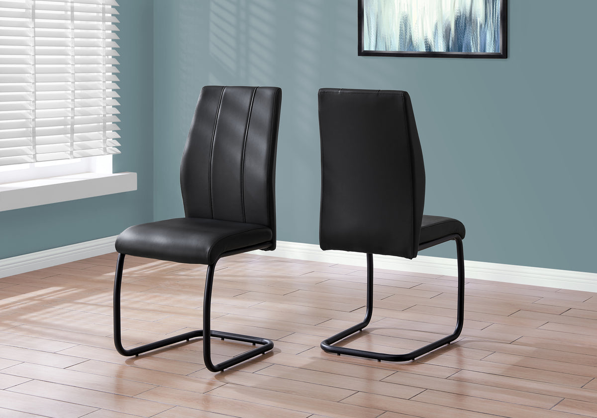 Beaumont Black Leather-Look & Metal Dining Chair (Set of 2) | Ortholuxe Home