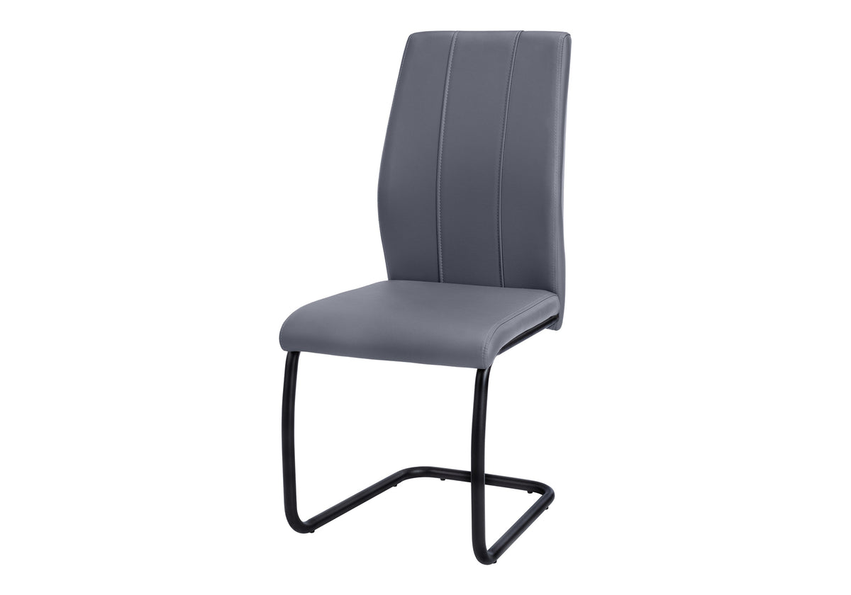 Beaumont Grey Leather-Look & Metal Dining Chair (Set of 2) | Ortholuxe Home - Photo 2