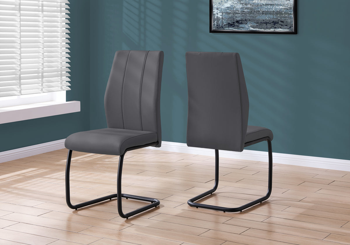 Beaumont Grey Leather-Look & Metal Dining Chair (Set of 2) | Ortholuxe Home
