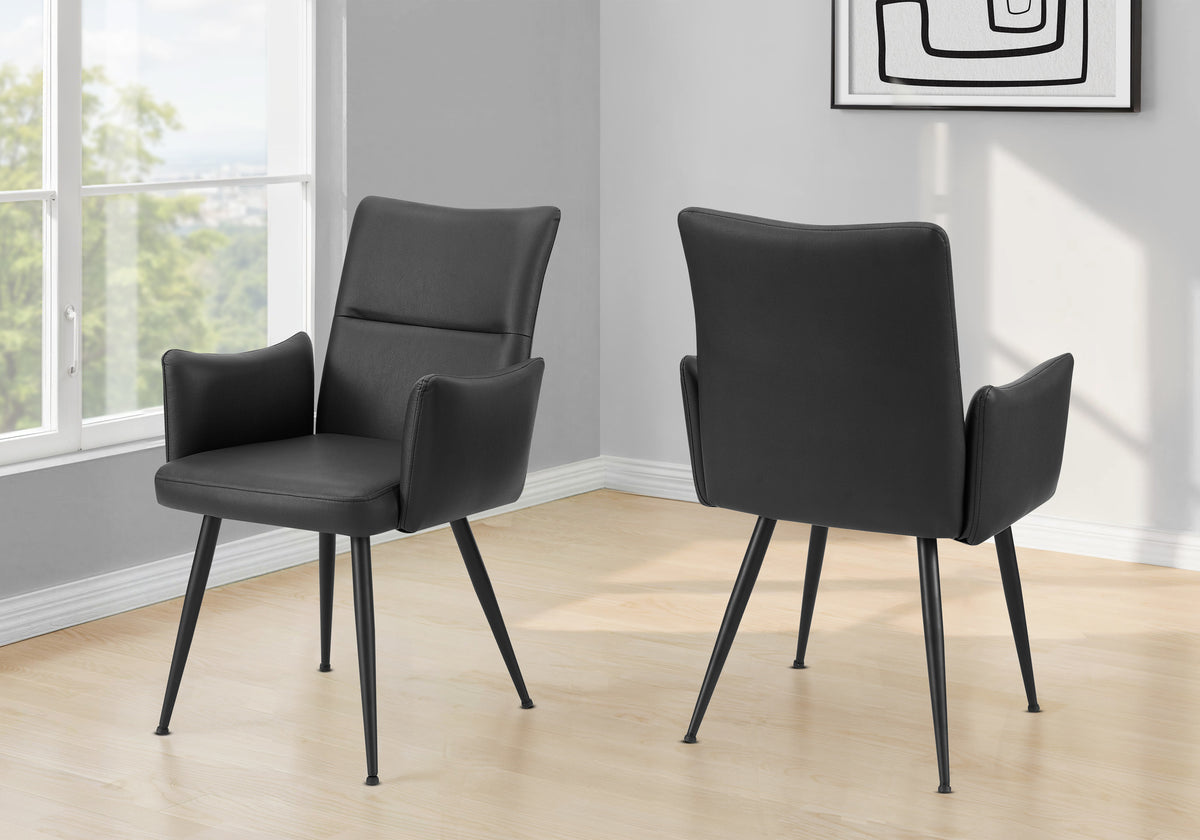 Beaumont Black Leather-Look & Metal Dining Chair (Set of 2) | Ortholuxe Home