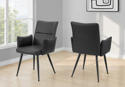 Beaumont Black Leather-Look & Metal Dining Chair (Set of 2) | Ortholuxe Home