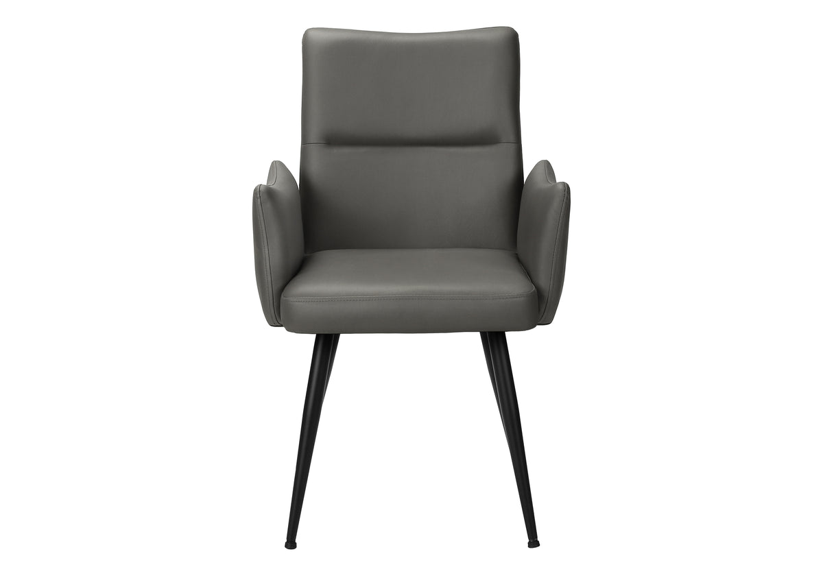 Beaumont Grey Leather-Look & Black Metal Dining Chair (Set of 2) | Ortholuxe Home - Photo 3