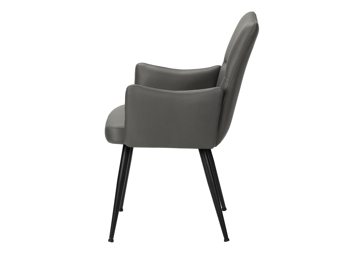 Beaumont Grey Leather-Look & Black Metal Dining Chair (Set of 2) | Ortholuxe Home - Photo 4