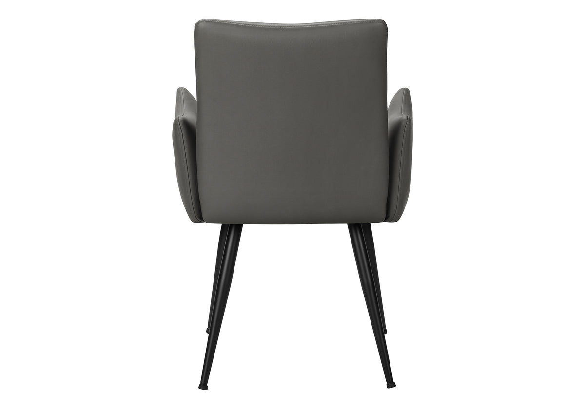 Beaumont Grey Leather-Look & Black Metal Dining Chair (Set of 2) | Ortholuxe Home - Photo 5