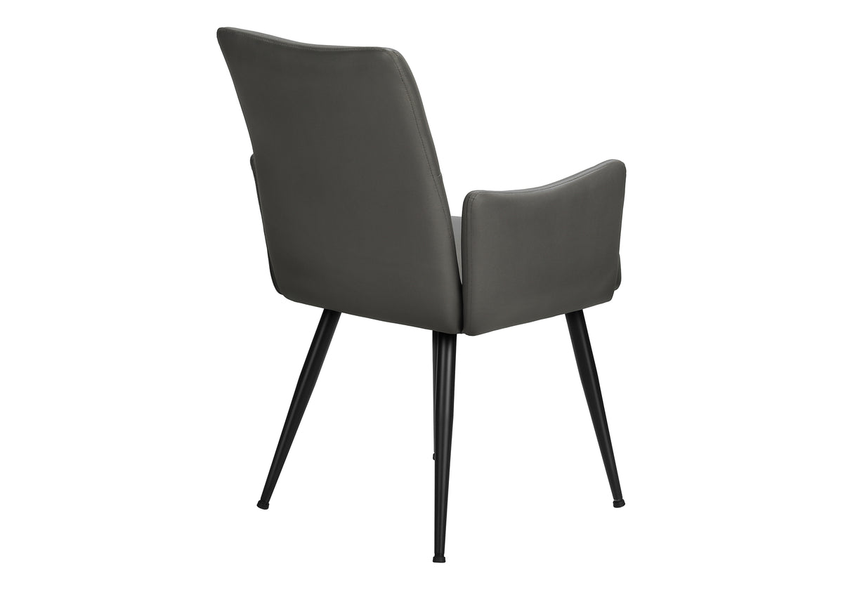 Beaumont Grey Leather-Look & Black Metal Dining Chair (Set of 2) | Ortholuxe Home - Photo 6