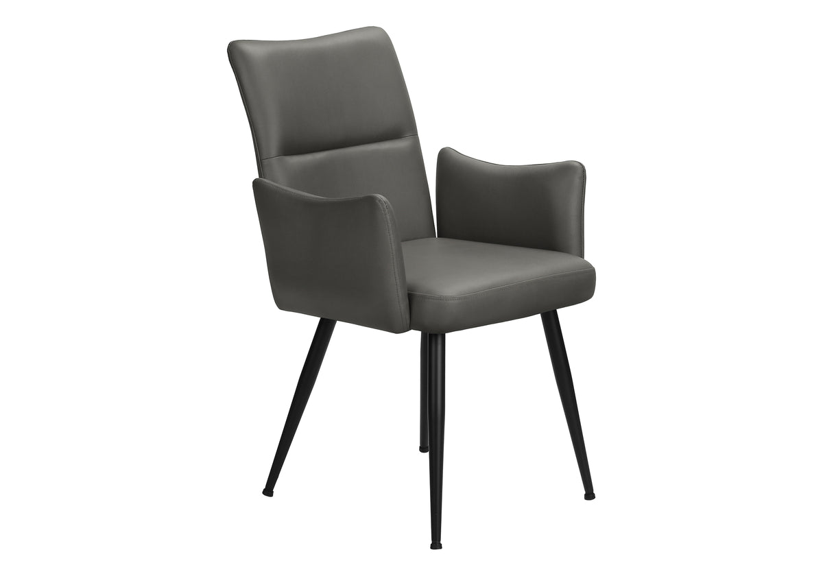 Beaumont Grey Leather-Look & Black Metal Dining Chair (Set of 2) | Ortholuxe Home - Photo 2