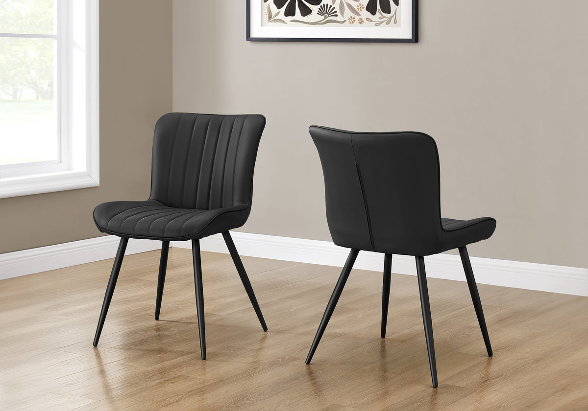Carmel Black Leather-Look Dining Chair (Set of 2) | Ortholuxe Home