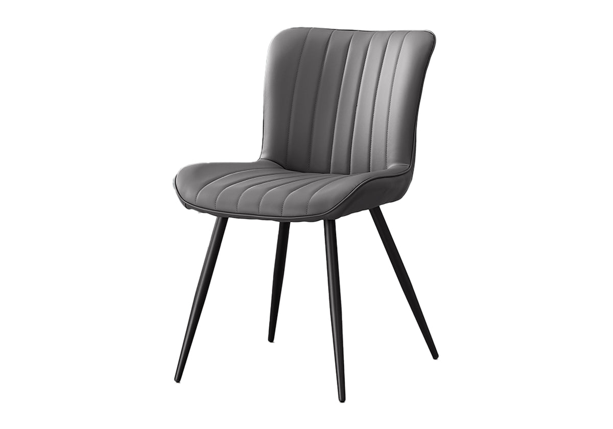 Carmel Grey Leather-Look & Black Metal Dining Chair (Set of 2) | Ortholuxe Home - Photo 2