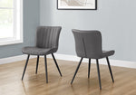 Carmel Grey Leather-Look & Black Metal Dining Chair (Set of 2) | Ortholuxe Home