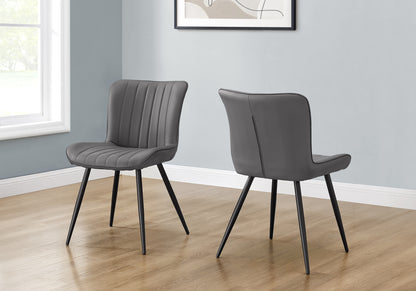 Carmel Grey Leather-Look & Black Metal Dining Chair (Set of 2) | Ortholuxe Home