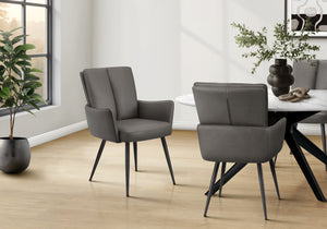 Dorian Grey Leather-Look & Black Metal Dining Chair (Set of 2) | Ortholuxe Home