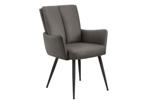 Dorian Grey Leather-Look & Black Metal Dining Chair (Set of 2) | Ortholuxe Home - Photo 2
