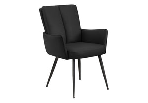 Dorian Black Leather-Look & Black Metal Dining Chair (Set of 2) | Ortholuxe Home - Photo 2