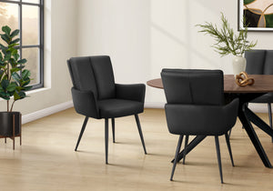 Dorian Black Leather-Look & Black Metal Dining Chair (Set of 2) | Ortholuxe Home