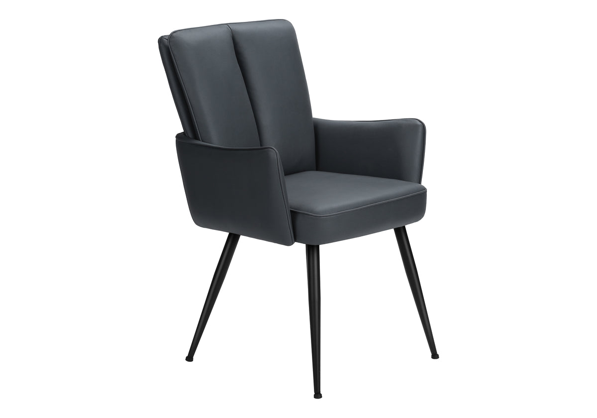 Dorian Blue Leather-Look & Black Metal Dining Chair (Set of 2) | Ortholuxe Home - Photo 2