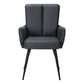 Dorian Blue Leather-Look & Black Metal Dining Chair (Set of 2) | Ortholuxe Home - Photo 3