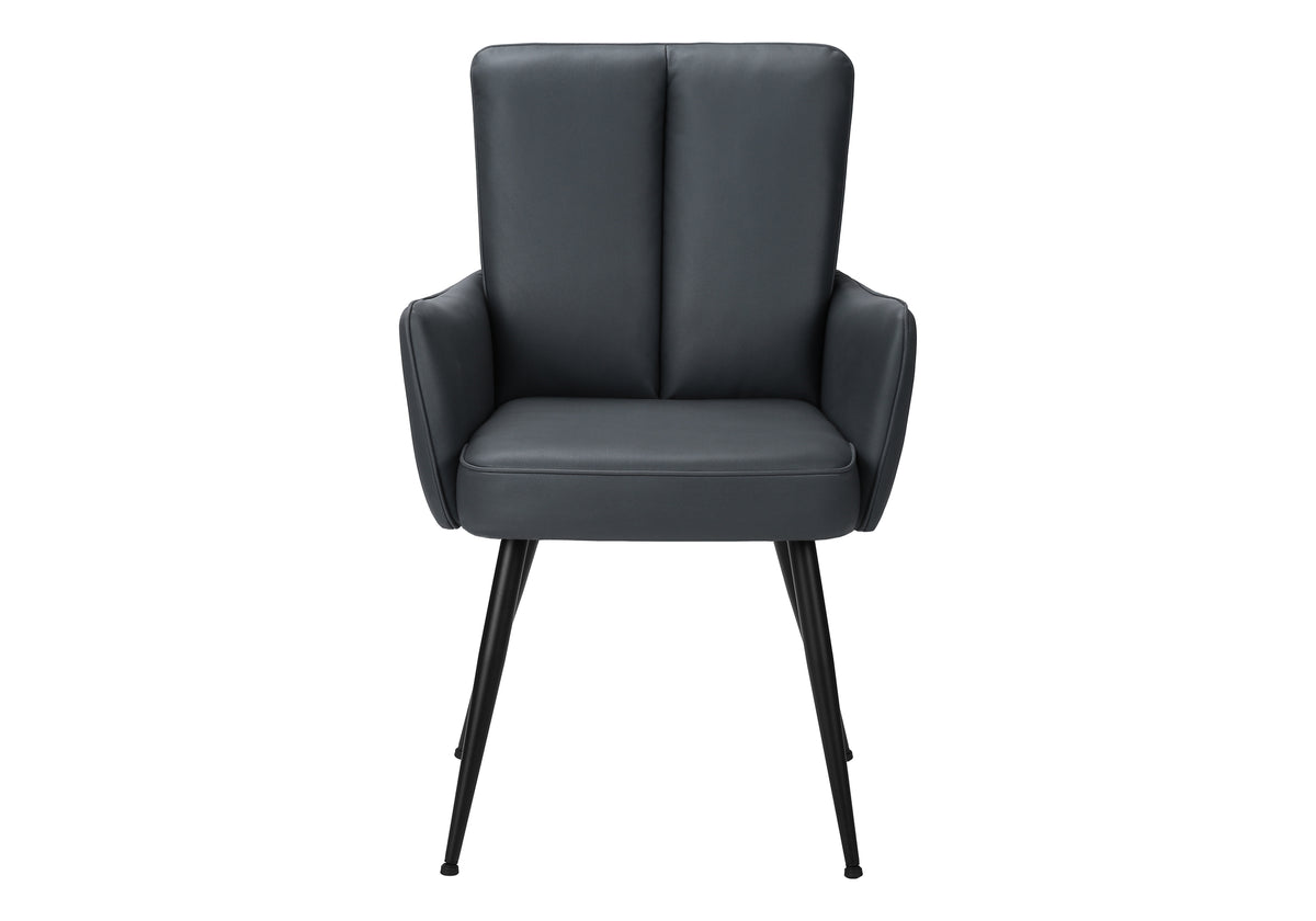 Dorian Blue Leather-Look & Black Metal Dining Chair (Set of 2) | Ortholuxe Home - Photo 3
