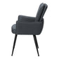 Dorian Blue Leather-Look & Black Metal Dining Chair (Set of 2) | Ortholuxe Home - Photo 4