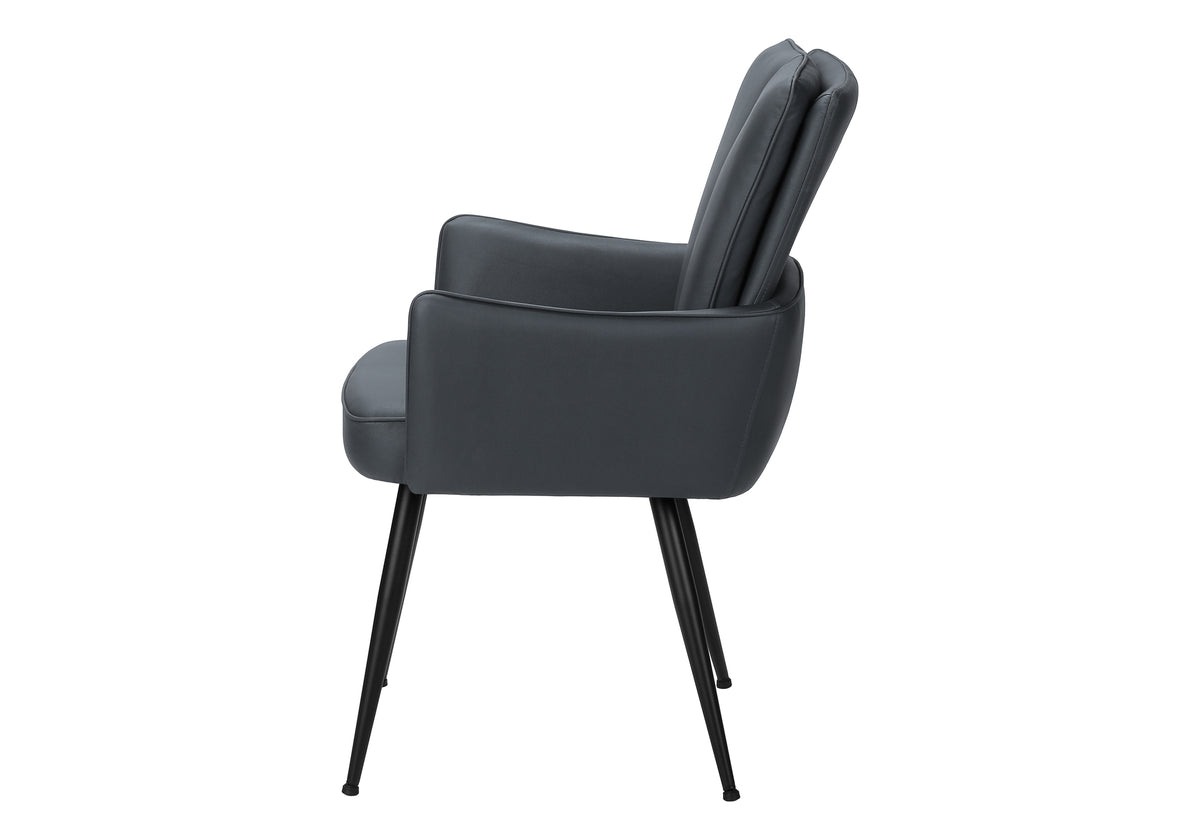 Dorian Blue Leather-Look & Black Metal Dining Chair (Set of 2) | Ortholuxe Home - Photo 4