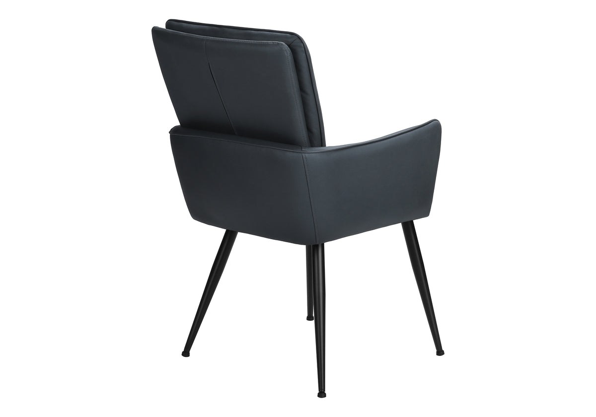 Dorian Blue Leather-Look & Black Metal Dining Chair (Set of 2) | Ortholuxe Home - Photo 6