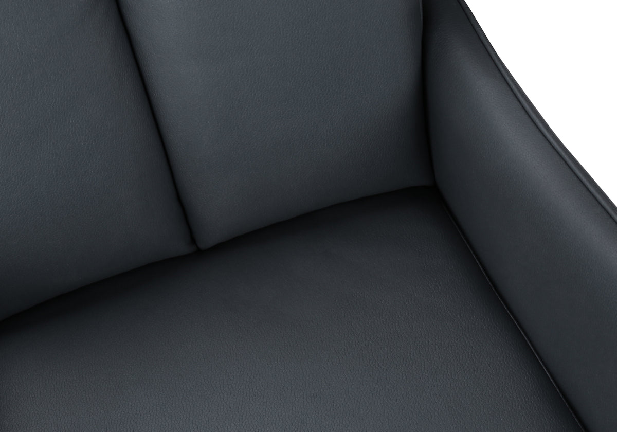 Dorian Blue Leather-Look & Black Metal Dining Chair (Set of 2) | Ortholuxe Home - Photo 7