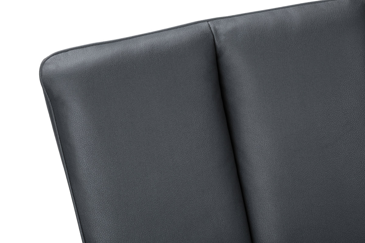 Dorian Blue Leather-Look & Black Metal Dining Chair (Set of 2) | Ortholuxe Home - Photo 8