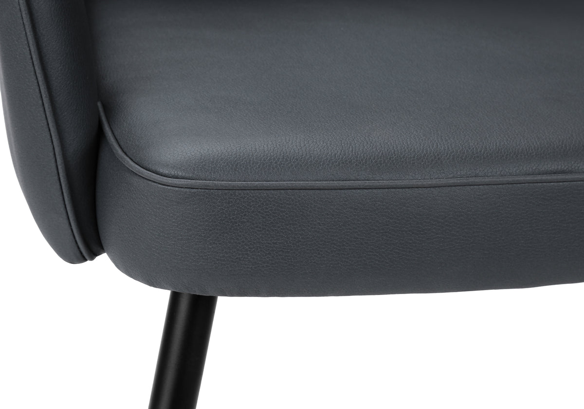 Dorian Blue Leather-Look & Black Metal Dining Chair (Set of 2) | Ortholuxe Home - Photo 9